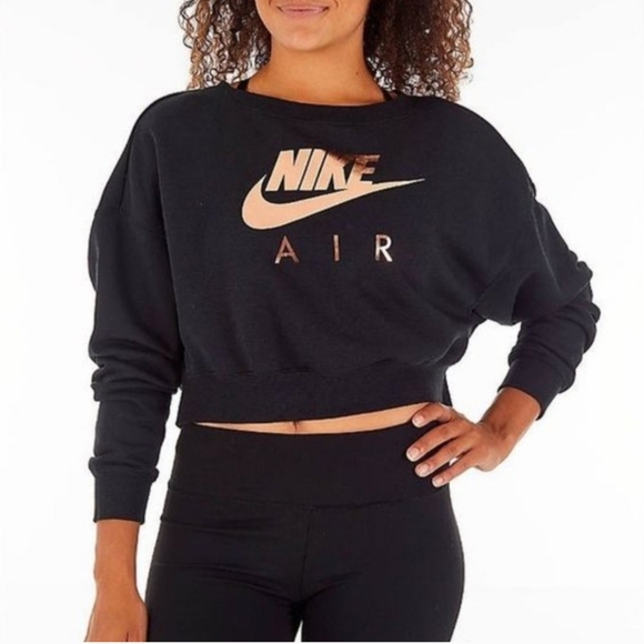 Nike Tops - Nike Air Rally Cropped Sweatshirt Rose Gold Logo Back Zipper Size Xs